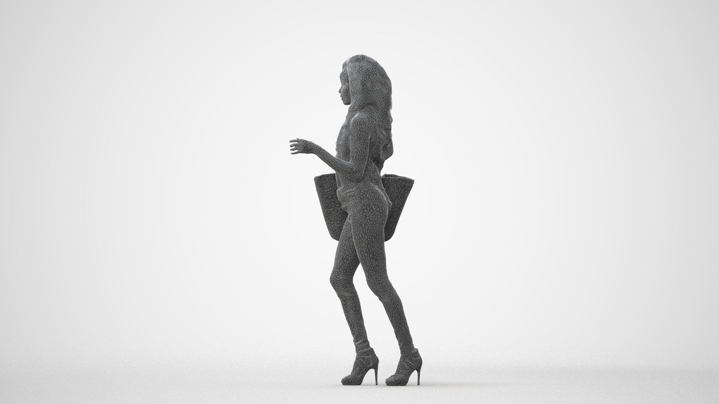 photogrammetry 3D woman casual walking, realistic human model archviz FBX, square thumbnail