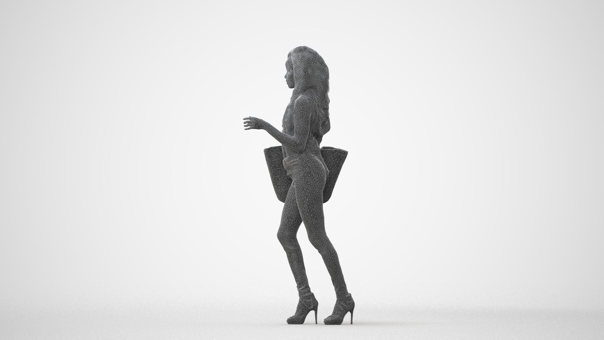 photogrammetry 3D woman casual walking, realistic human model archviz FBX, square thumbnail