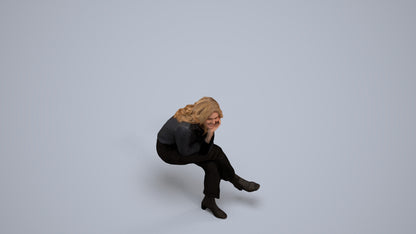 photogrammetry 3D woman business sitting, realistic human model archviz FBX, back view render