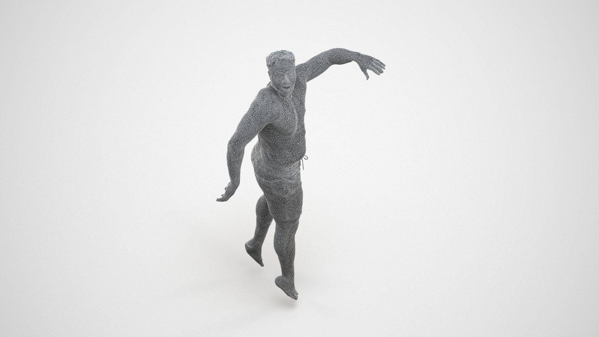 realistic 3D people man sport pool, render-ready for V-Ray and Corona, FBX OBJ, wireframe three-quarter view