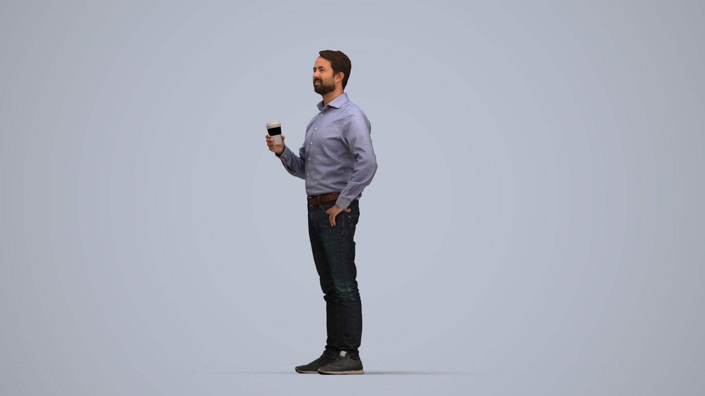 3D scanned man business, photorealistic archviz people for Enscape and SketchUp, top-down view render