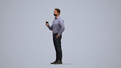 3D scanned man business, photorealistic archviz people for Enscape and SketchUp, top-down view render