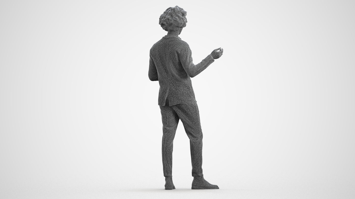realistic 3D man business, scanned archviz people for Blender and 3ds Max, wireframe front view