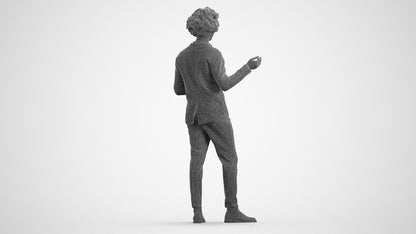 realistic 3D man business, scanned archviz people for Blender and 3ds Max, wireframe front view