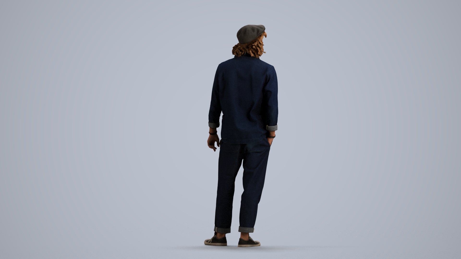 3D scanned man standing casual, photorealistic archviz people for Enscape and SketchUp, front view render