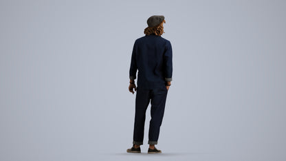 3D scanned man standing casual, photorealistic archviz people for Enscape and SketchUp, front view render