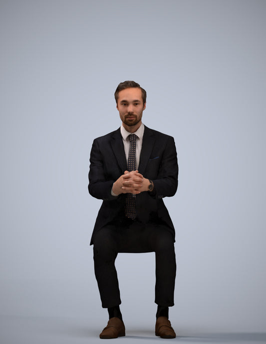 photogrammetry 3D man formal business, realistic human model archviz FBX