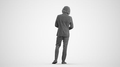 3D people model man business, scanned human for 3ds Max rendering, wireframe front view
