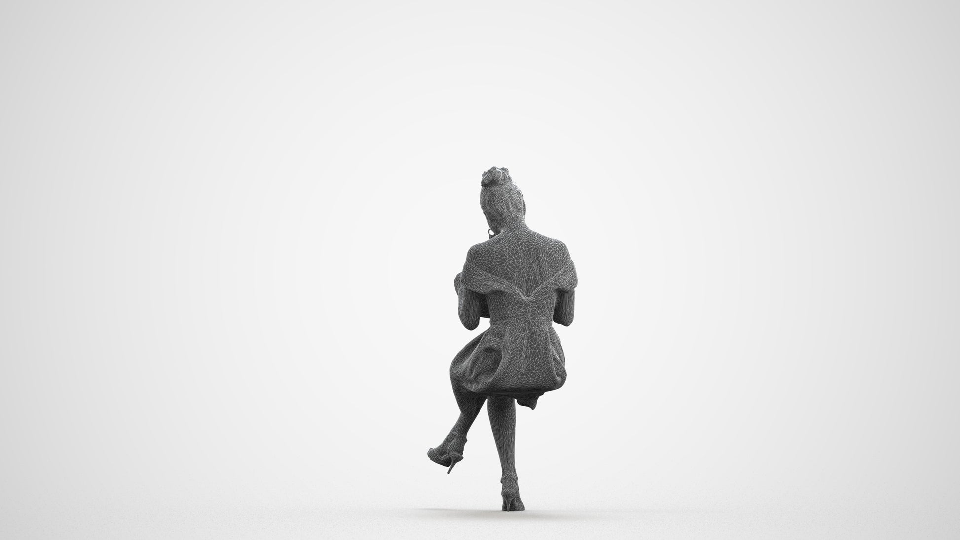 realistic 3D woman formal formalaffairs, scanned archviz people for Blender and 3ds Max, wireframe front view