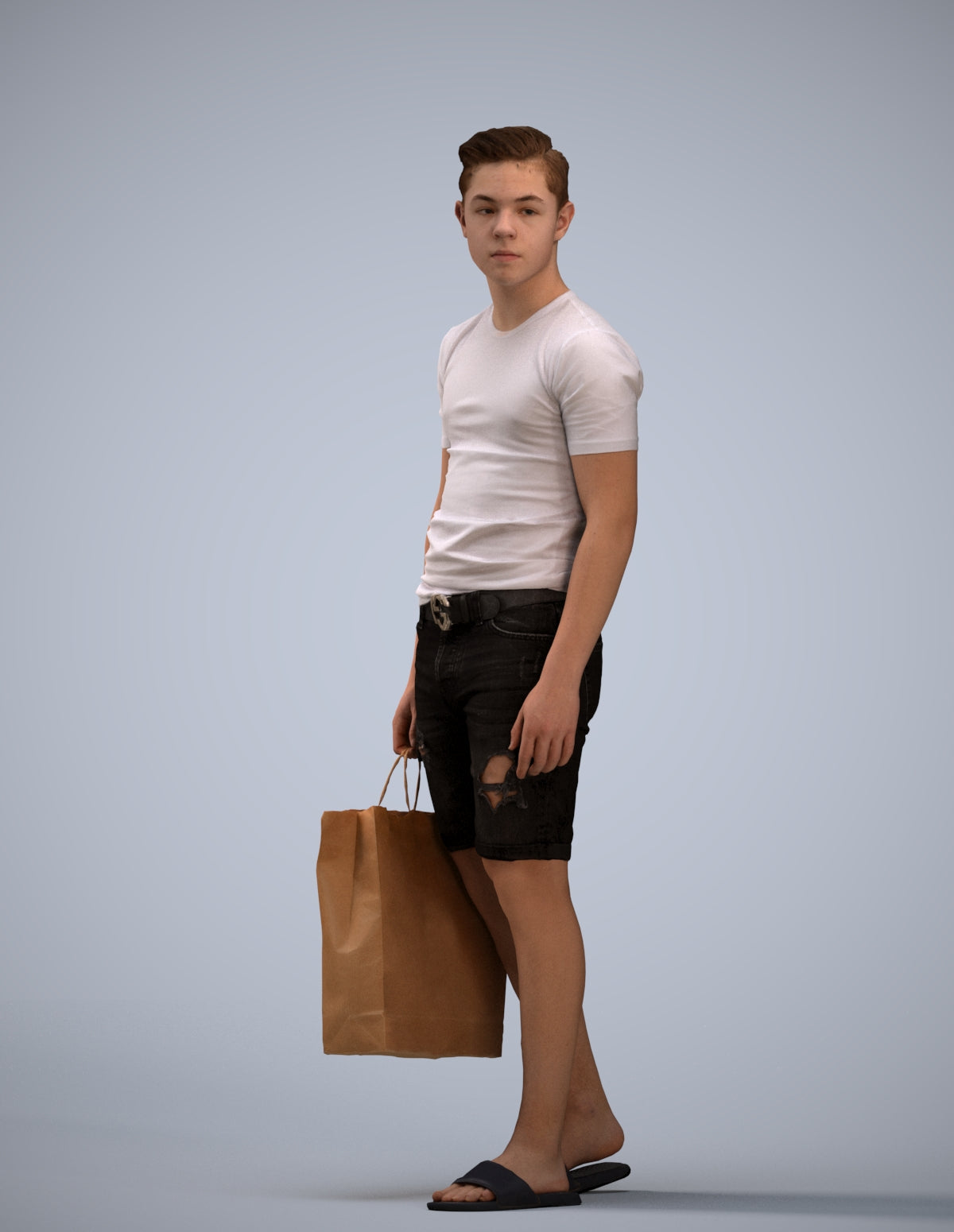 3D human model boy casual kids, photogrammetry scanned person for archviz
