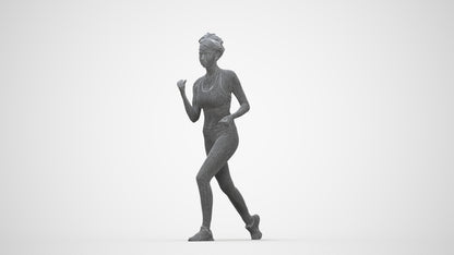 photogrammetry 3D woman sport walking, realistic human model archviz FBX, wireframe back view