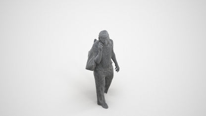 realistic 3D people woman casual walking, render-ready for V-Ray and Corona, FBX OBJ, wireframe three-quarter view