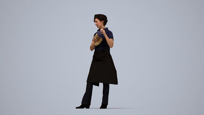 3D scanned woman hospitality, photorealistic archviz people for Enscape and SketchUp, top-down view render