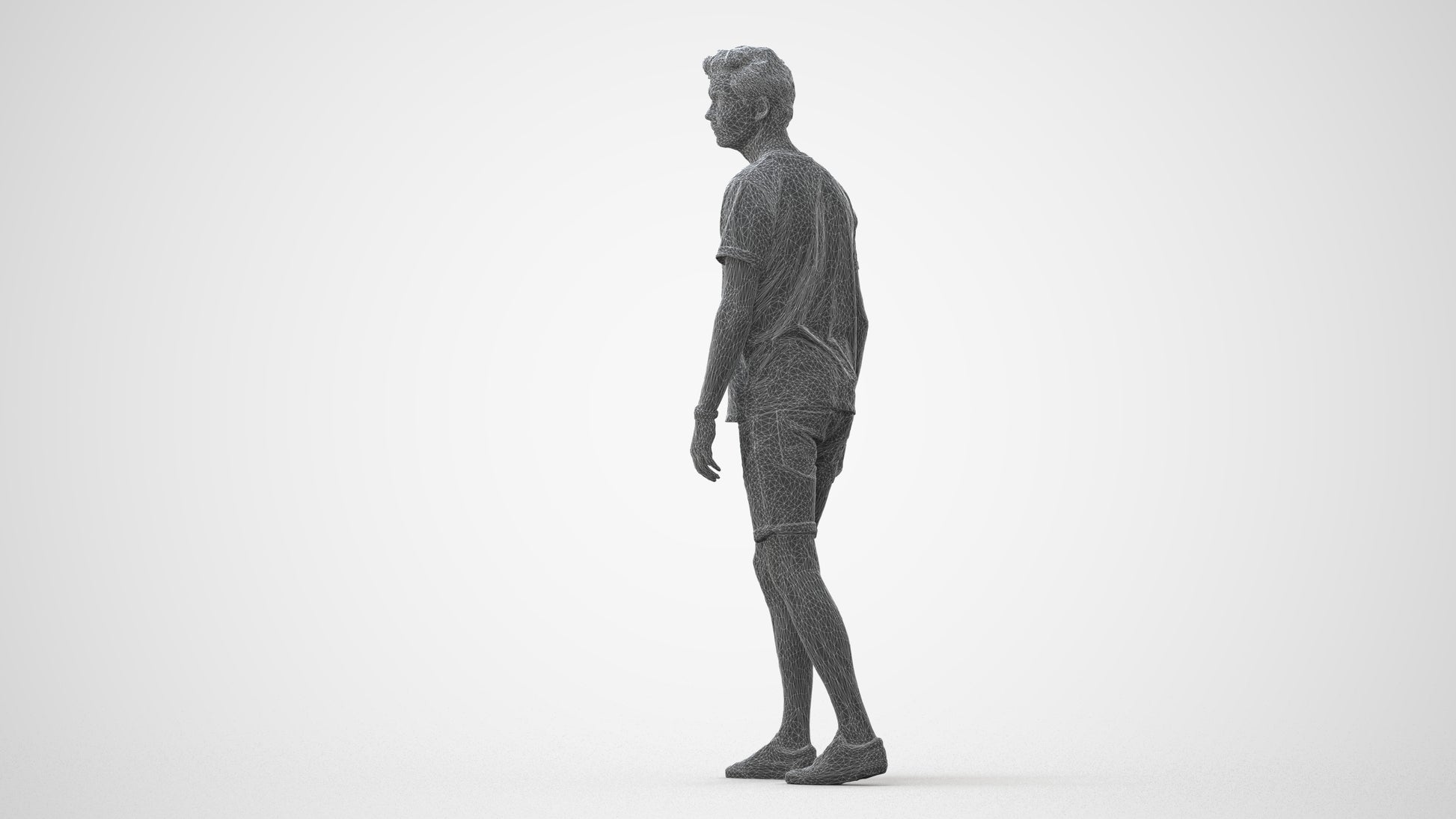 scanned 3D man casual walking, photogrammetry people for Enscape and V-Ray, square thumbnail
