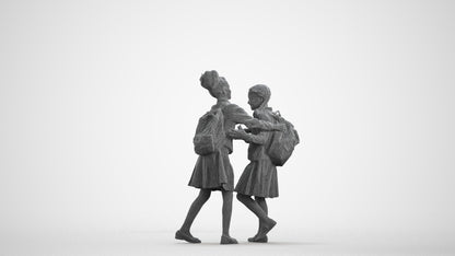 realistic 3D human girl kids, archviz people FBX OBJ for Blender, wireframe front view