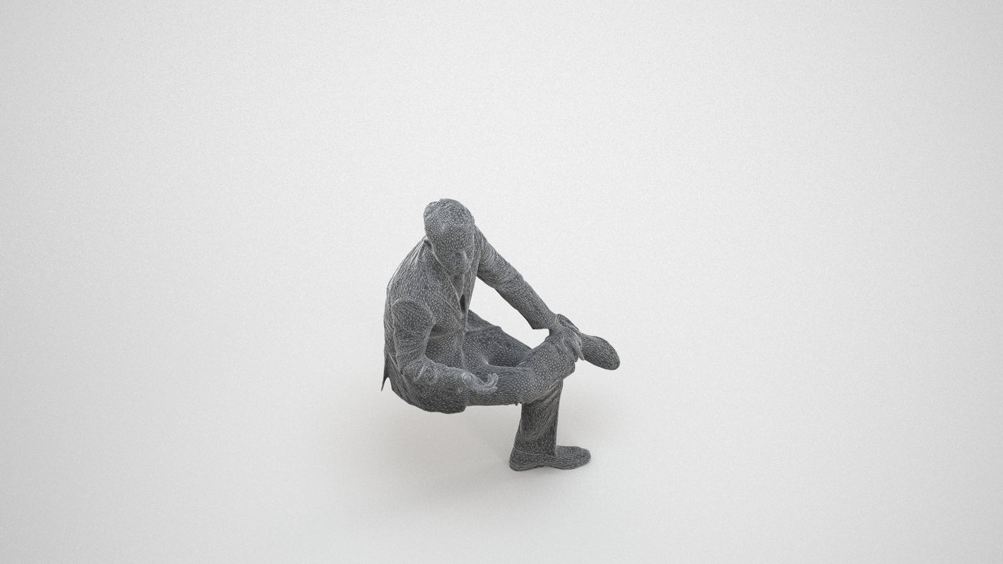 3D people model man business, scanned human for 3ds Max rendering, wireframe three-quarter view