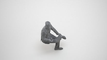3D people model man business, scanned human for 3ds Max rendering, wireframe three-quarter view