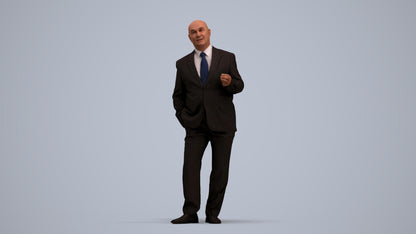photogrammetry 3D senior man business mix, realistic human model archviz FBX, standing pose render