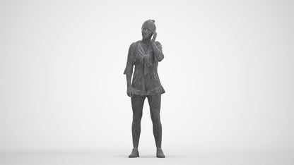 3D scanned girl kids casual, photorealistic archviz people for Enscape and SketchUp, three-quarter front view render