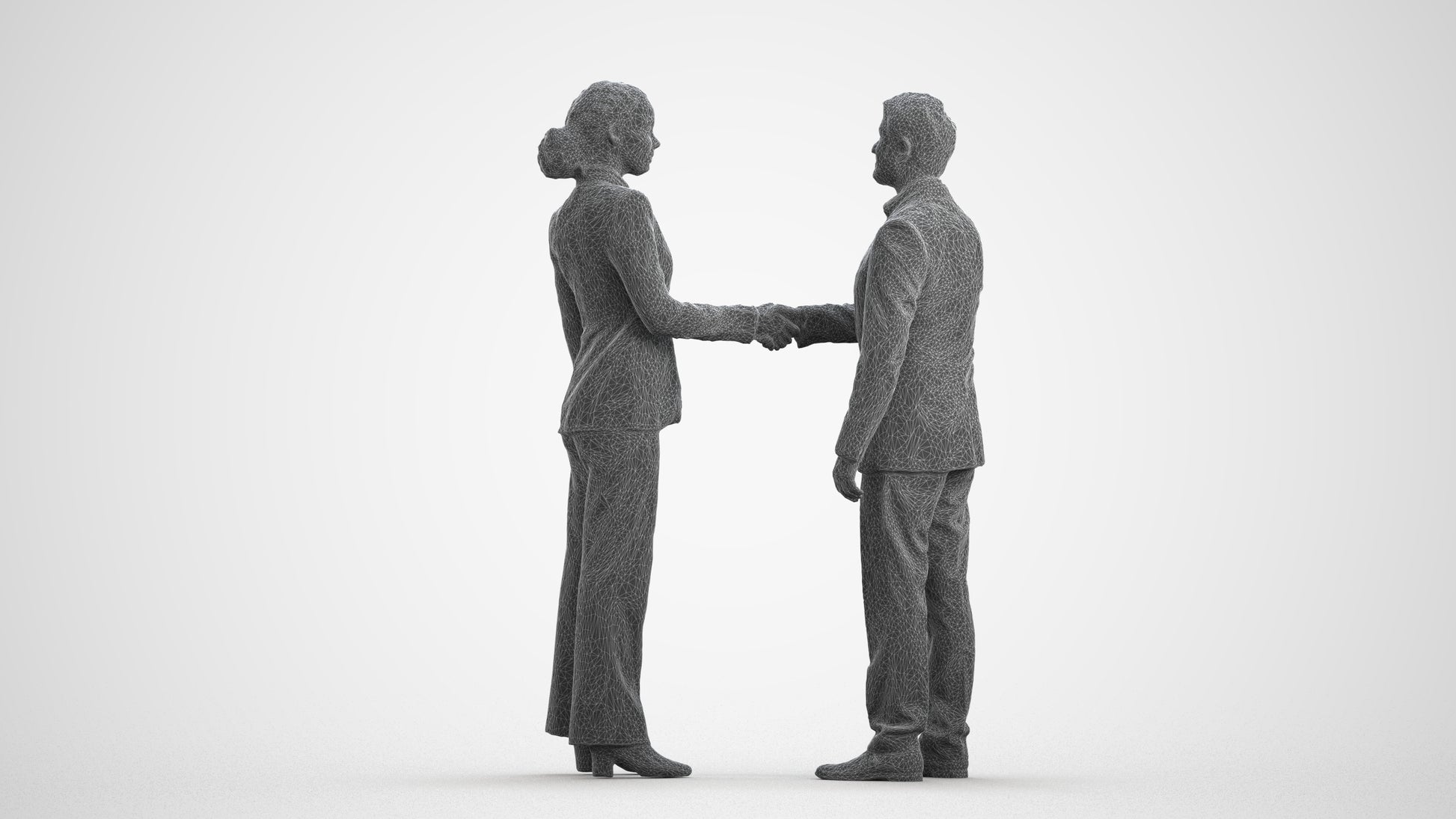 scanned 3D woman business, photogrammetry people for Enscape and V-Ray, wireframe front view