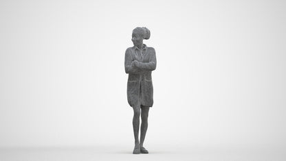 3D people model woman casual standing, scanned human for 3ds Max rendering, three-quarter front view render