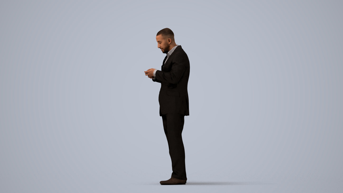 realistic 3D people man business, render-ready for V-Ray and Corona, FBX OBJ, three-quarter view render