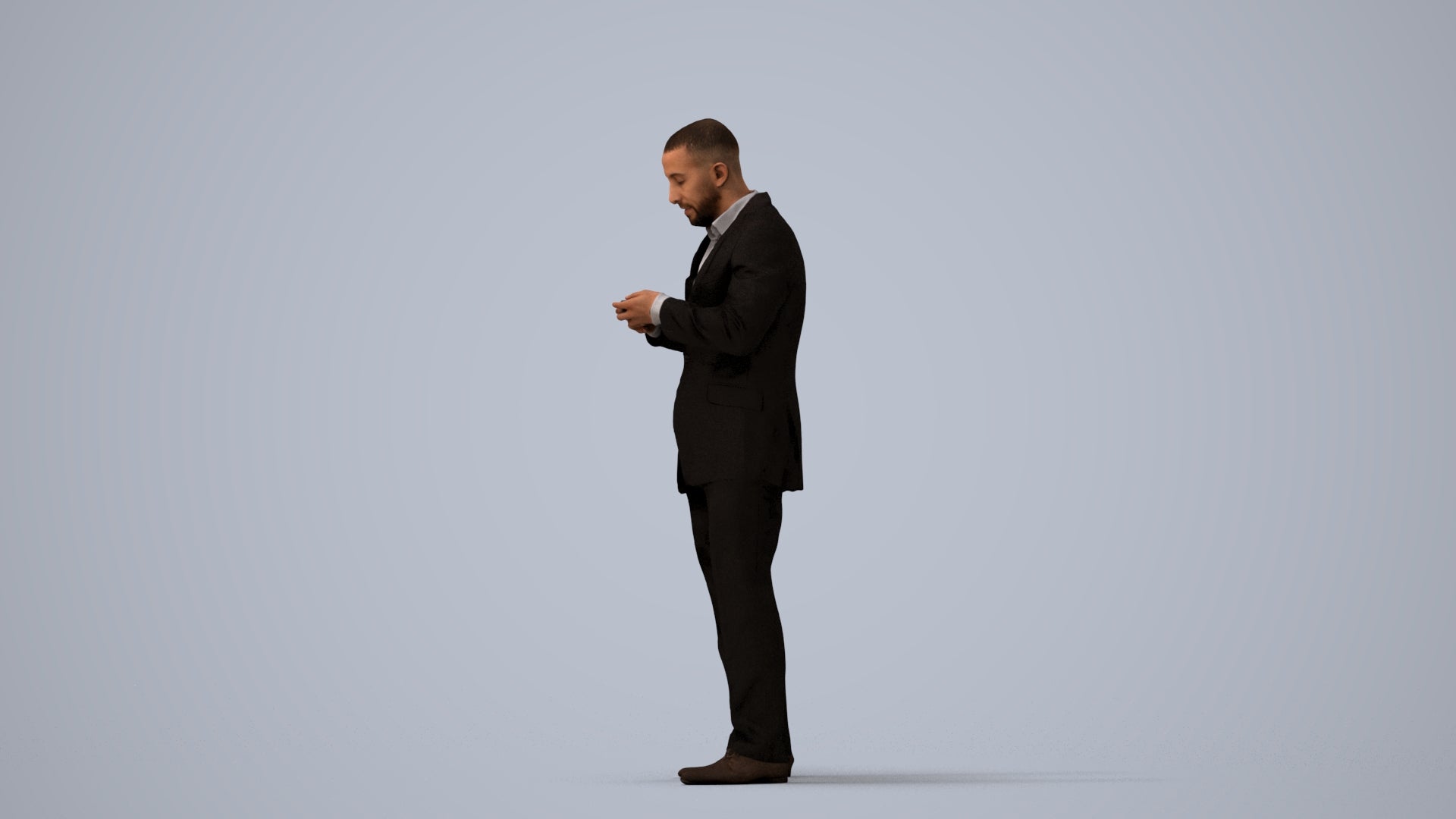 realistic 3D people man business, render-ready for V-Ray and Corona, FBX OBJ, three-quarter view render