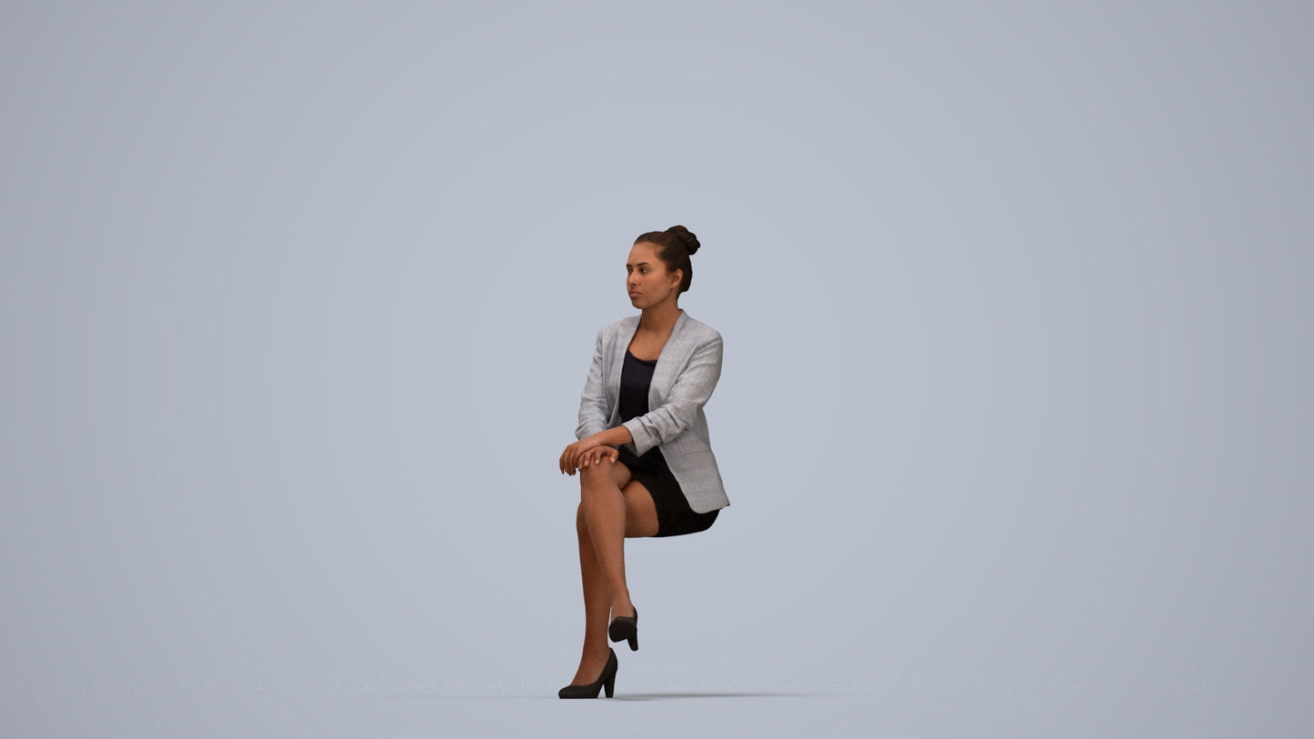 3D scanned woman business, photorealistic archviz people for Enscape and SketchUp, top-down view render