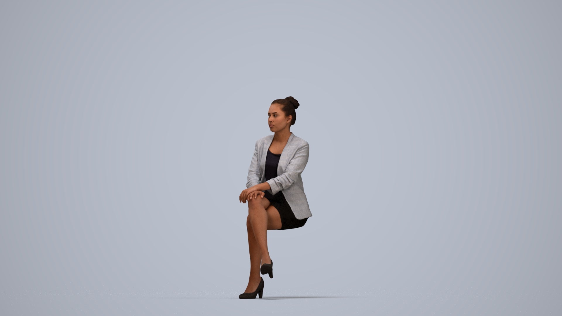 3D scanned woman business, photorealistic archviz people for Enscape and SketchUp, top-down view render