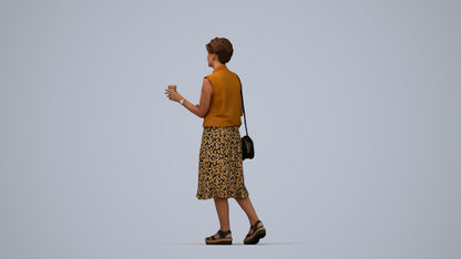photogrammetry 3D woman casual standing, realistic human model archviz FBX, top-down view render
