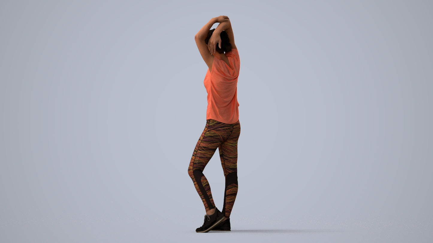 realistic 3D people woman sport, render-ready for V-Ray and Corona, FBX OBJ, three-quarter view render