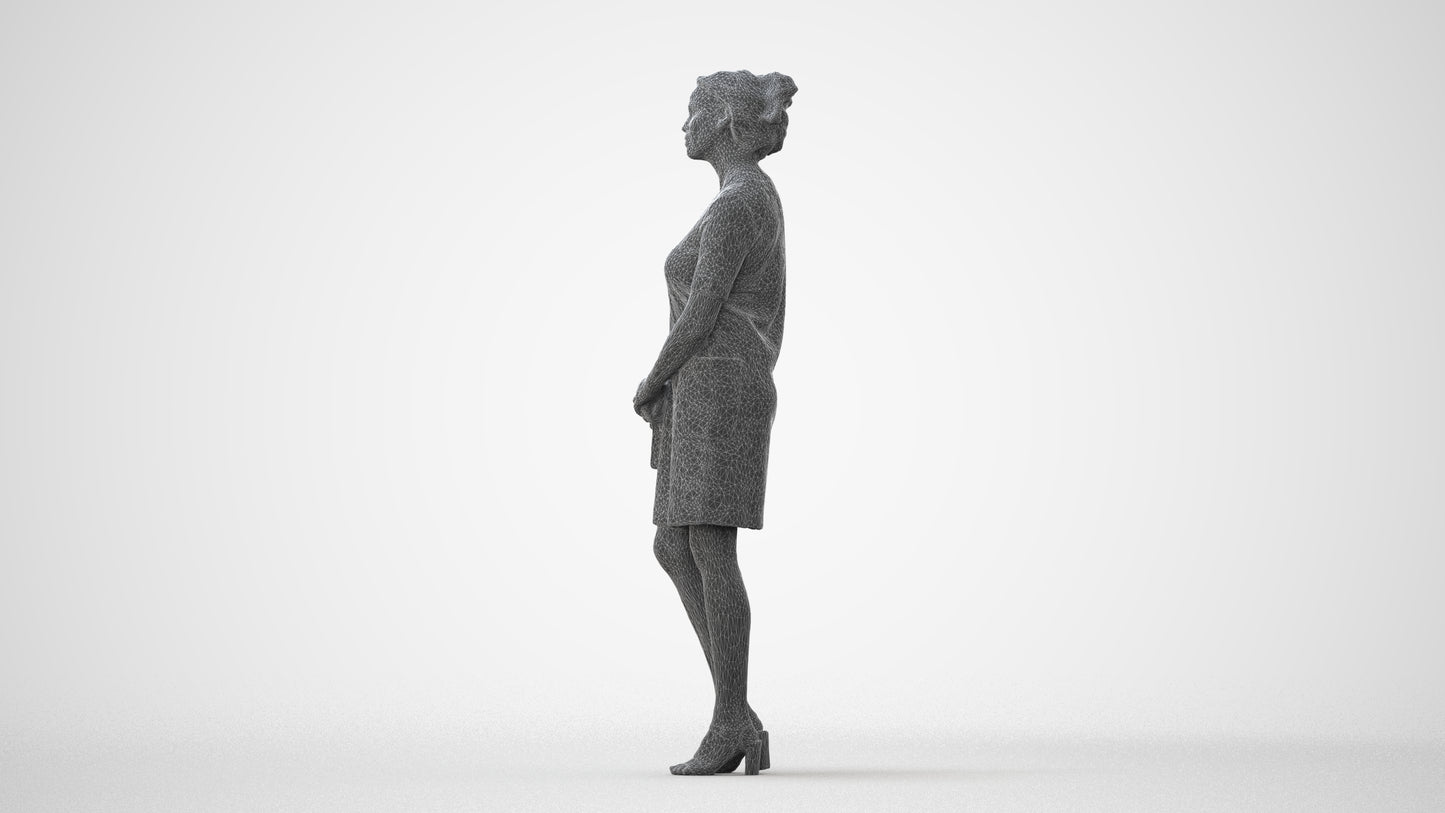 scanned 3D woman business standing, photogrammetry people for Enscape and V-Ray, square thumbnail