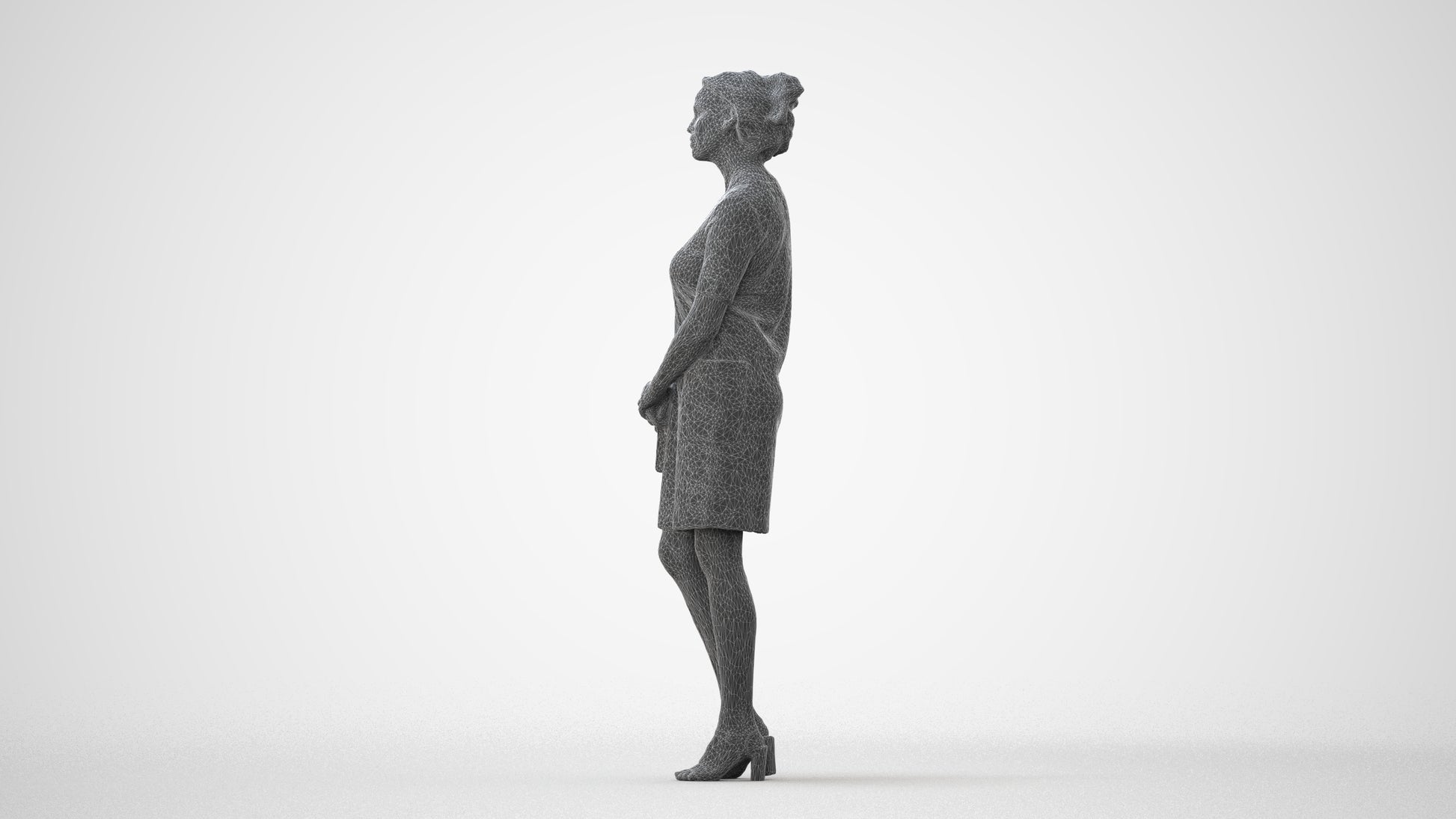 scanned 3D woman business standing, photogrammetry people for Enscape and V-Ray, square thumbnail