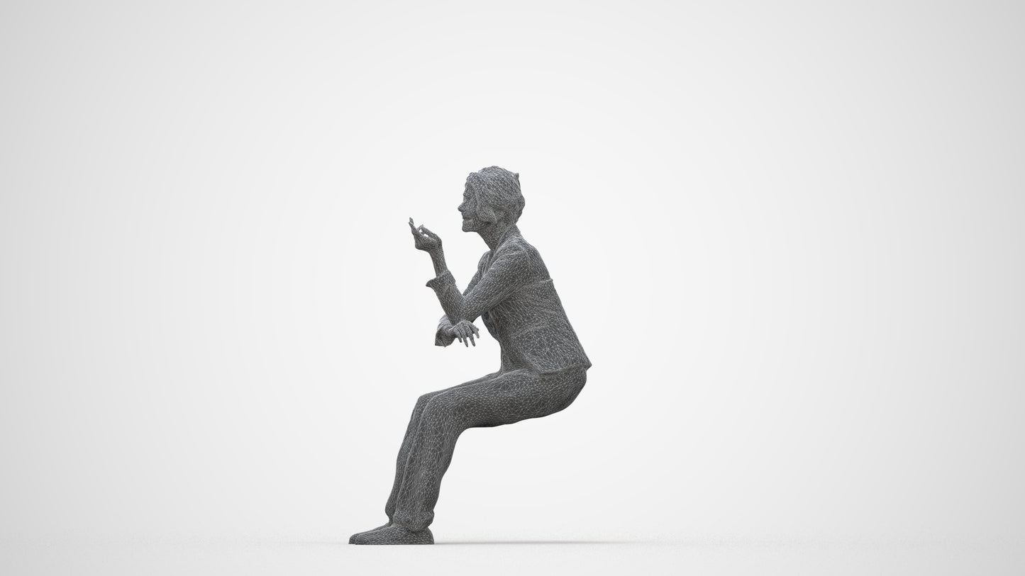 3D scanned woman business, photorealistic archviz people for Enscape and SketchUp, wireframe back view