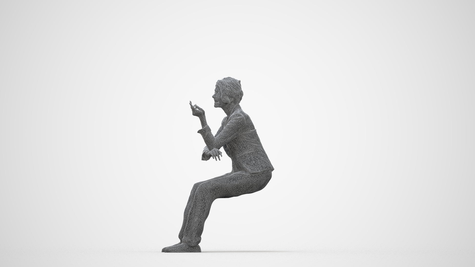3D scanned woman business, photorealistic archviz people for Enscape and SketchUp, wireframe back view