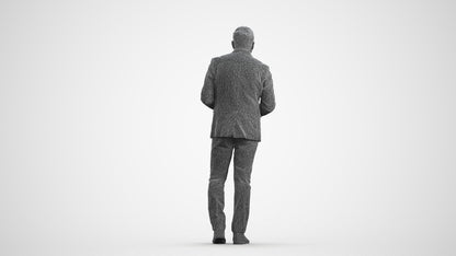 realistic 3D human man business standing, archviz people FBX OBJ for Blender, wireframe front view
