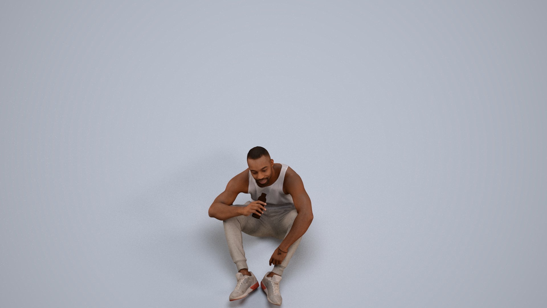 realistic 3D people man casual sitting, render-ready for V-Ray and Corona, FBX OBJ, back view render