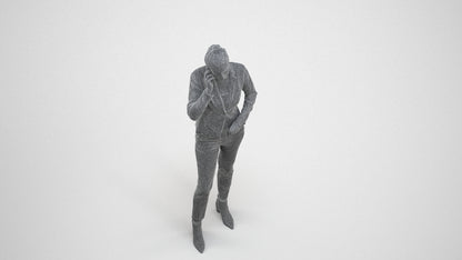 scanned 3D woman business, photogrammetry people for Enscape and V-Ray, wireframe side view
