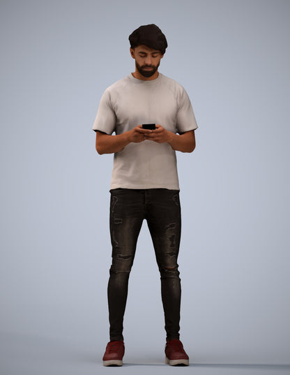 3D scanned man standing casual, photorealistic archviz people for Enscape and SketchUp