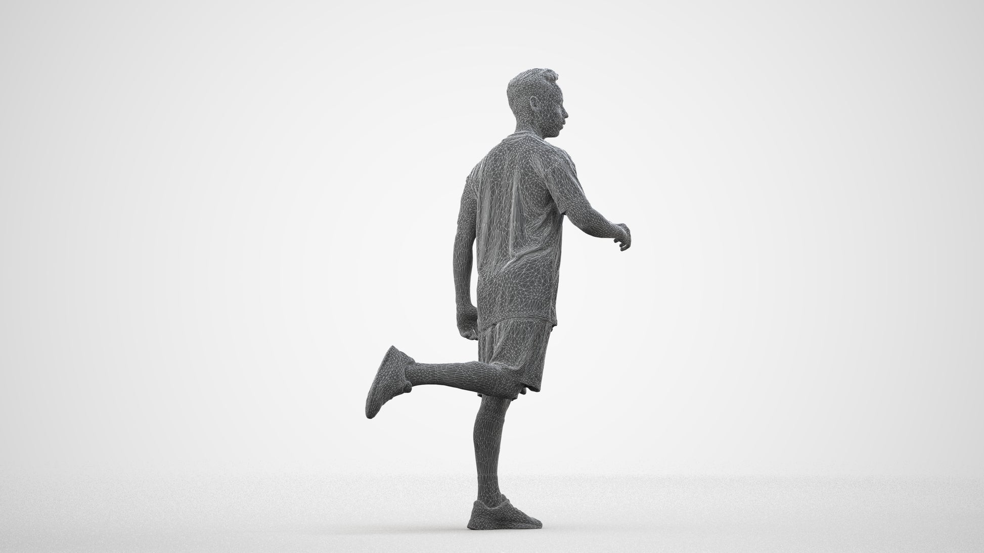 realistic 3D people man sport, render-ready for V-Ray and Corona, FBX OBJ, wireframe side view