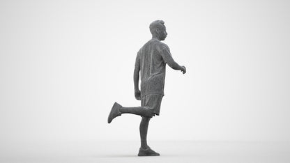 realistic 3D people man sport, render-ready for V-Ray and Corona, FBX OBJ, wireframe side view