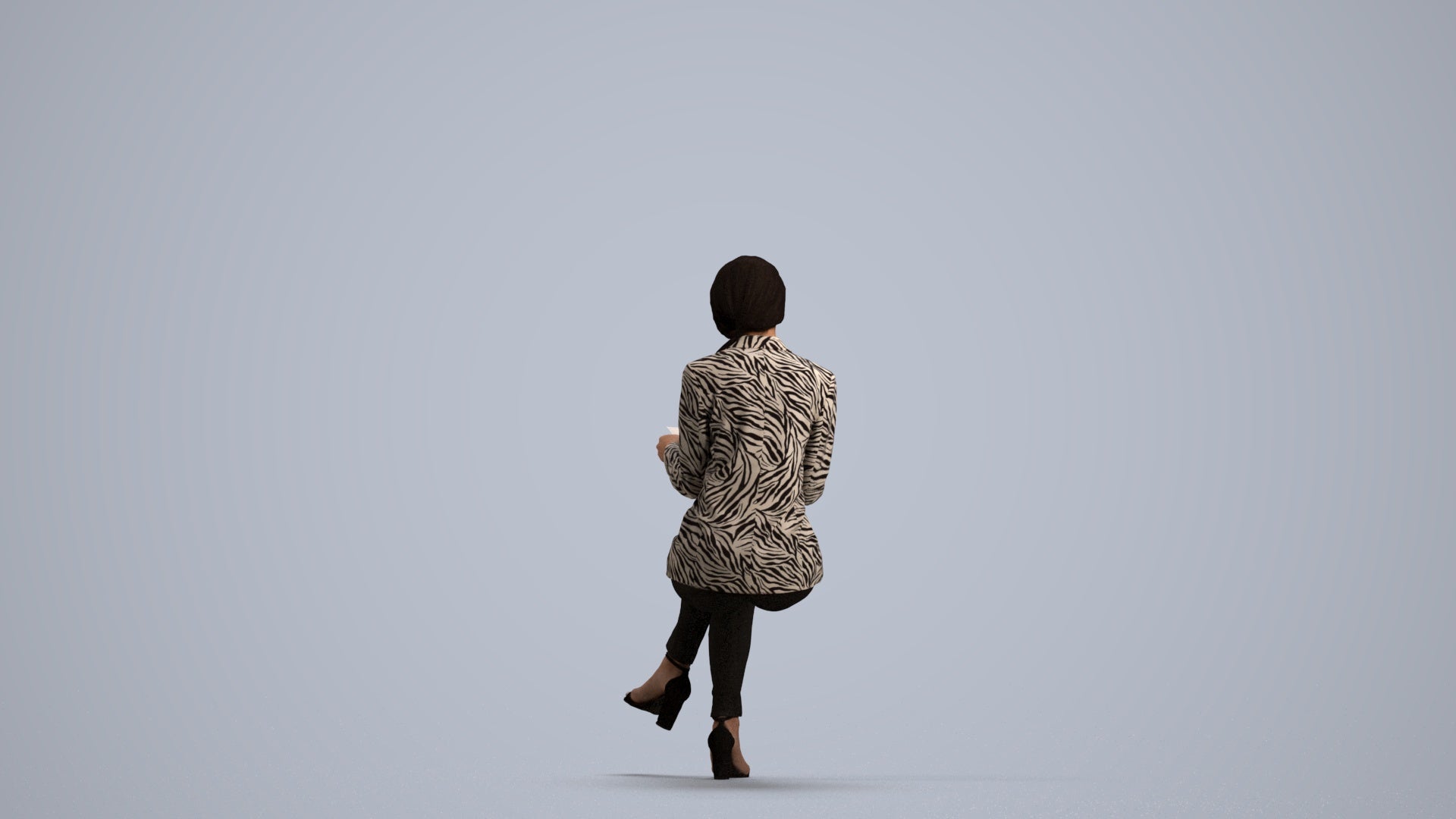 3D people model woman casual sitting, scanned human for 3ds Max rendering, front view render