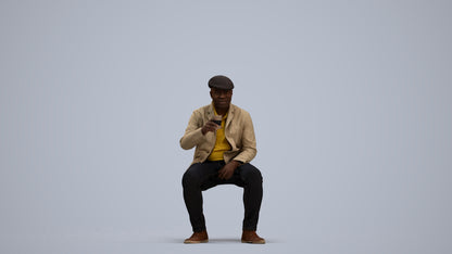 3D scanned man sitting casual, photorealistic archviz people for Enscape and SketchUp, standing pose render