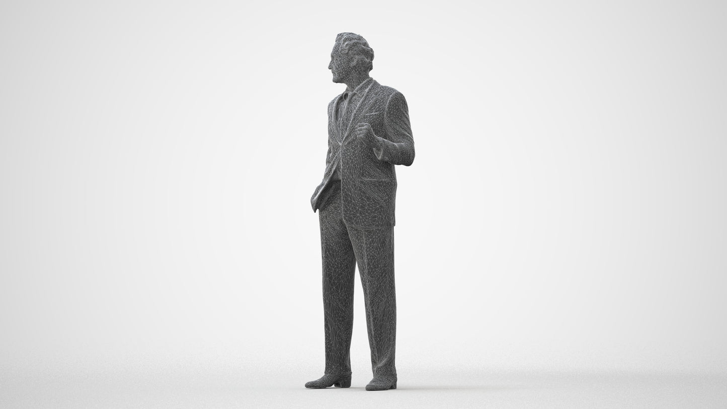 3D scanned man business, photorealistic archviz people for Enscape and SketchUp, three-quarter front view render