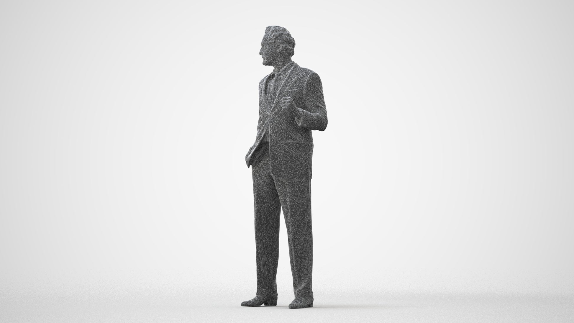 3D scanned man business, photorealistic archviz people for Enscape and SketchUp, three-quarter front view render
