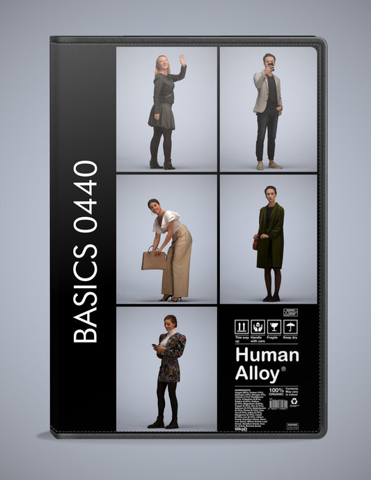 photogrammetry 3D people standing collection, 5 realistic human models archviz FBX