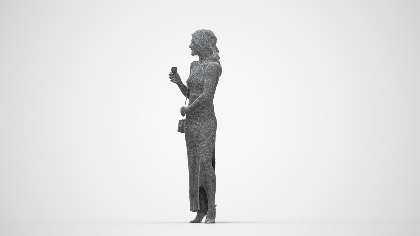 realistic 3D woman formal formalaffairs, scanned archviz people for Blender and 3ds Max, wireframe back view
