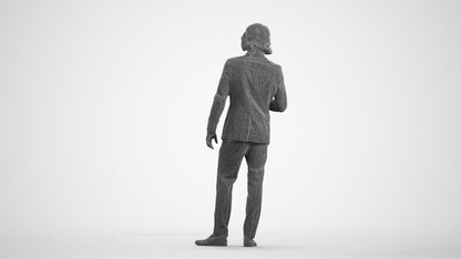 3D people model man business, scanned human for 3ds Max rendering, wireframe front view