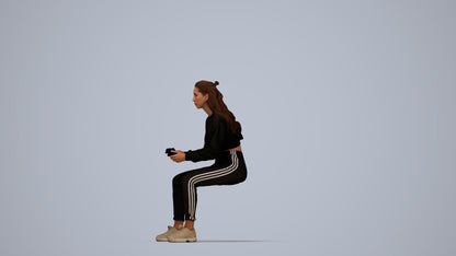 3D scanned woman sitting, photorealistic archviz people for Enscape and SketchUp, top-down view render