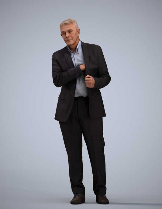 3D people model senior man business, scanned human for 3ds Max rendering